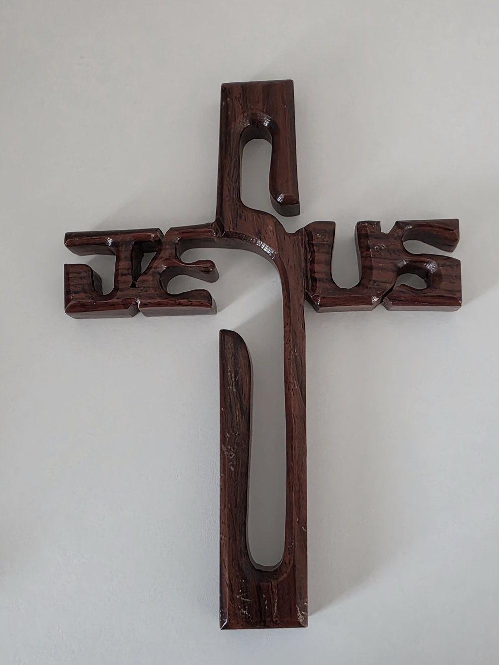 Handcrafted Dark Wood Wall Cross - Brown